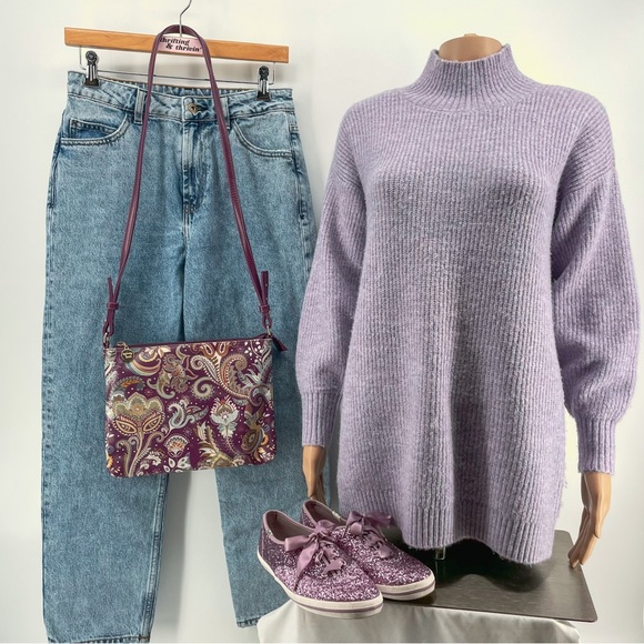 Loft Sweater Lavender Purple Knit Mock Neck XS - Picture 6 of 6